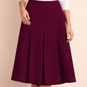 Ann Taylor 100% Wool Deep Red A-Line Skirt